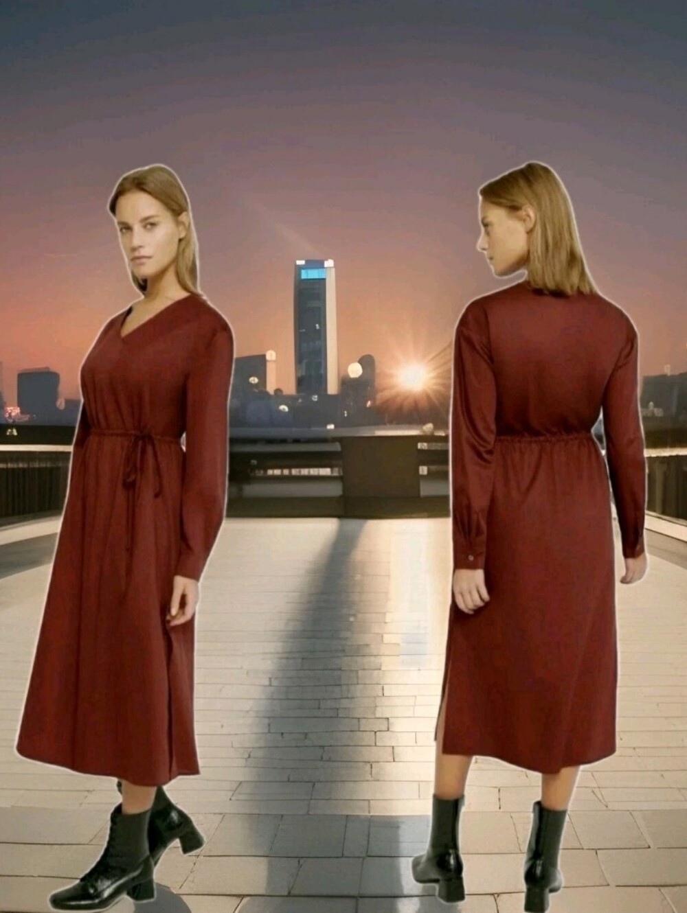 HARSHMAN: LOS ANGELES: $320: BELINDA: DRESS: BURGUNDY: SIZE: MEDIUM: BRAND NEW